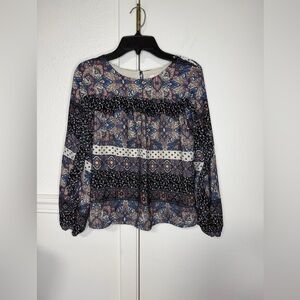 GB Girls Multicolor Patterned Blouse ruffle long sleeve size L